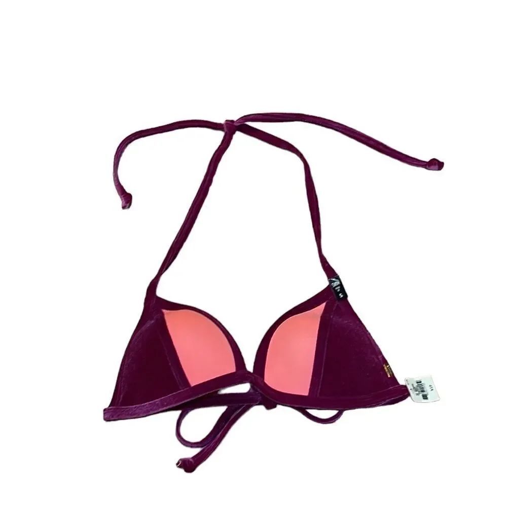 NWT! PINK Victoria’s Secret Swim Top Bikini, velvet push-up bra halter , Small